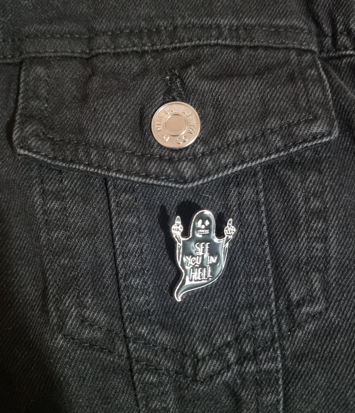 See You In Hell Ghost Pin Badge