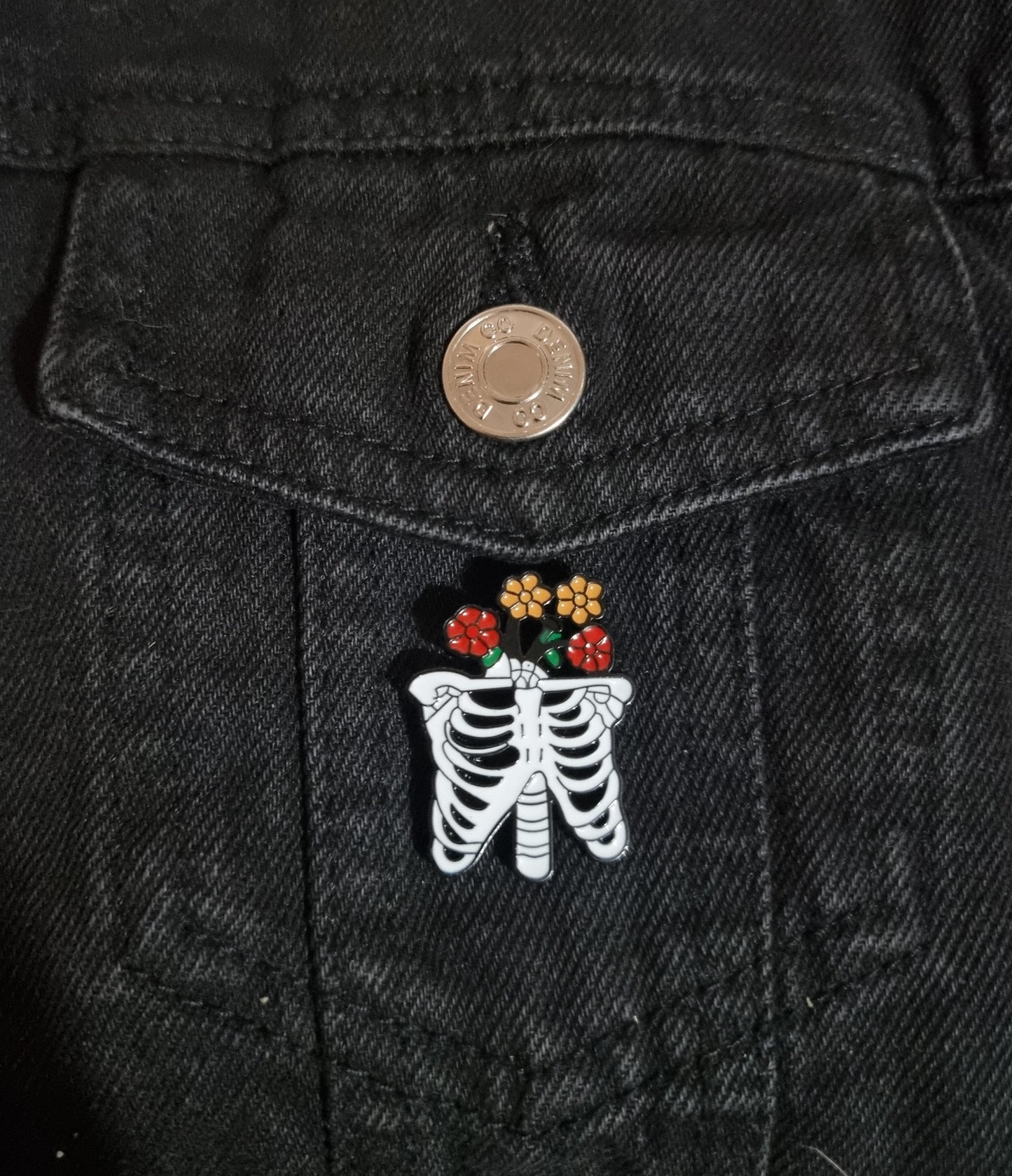 Floral Rib Cage Pin Badge