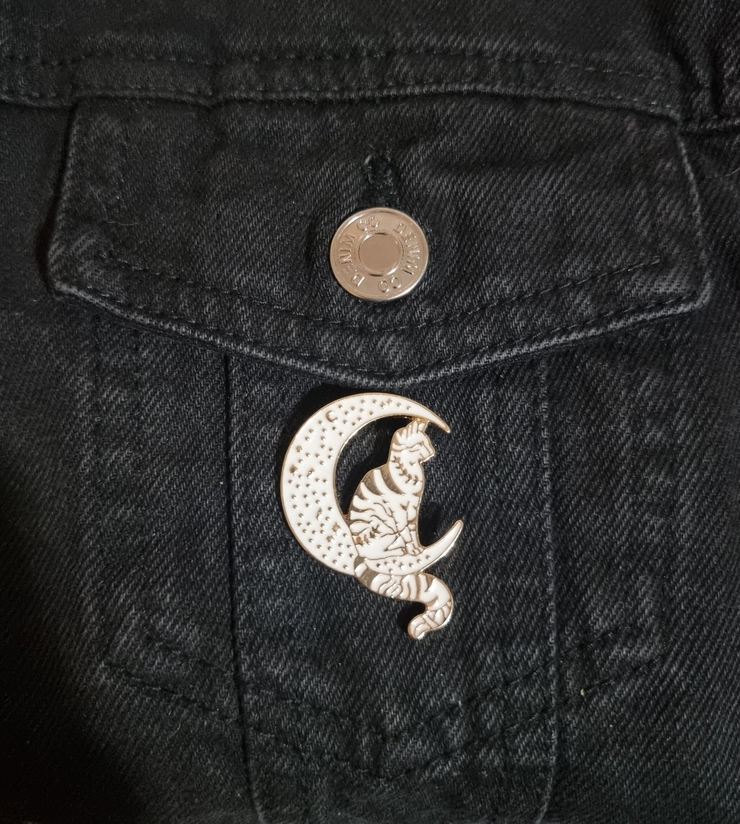 White Cat On The Moon Pin Badge