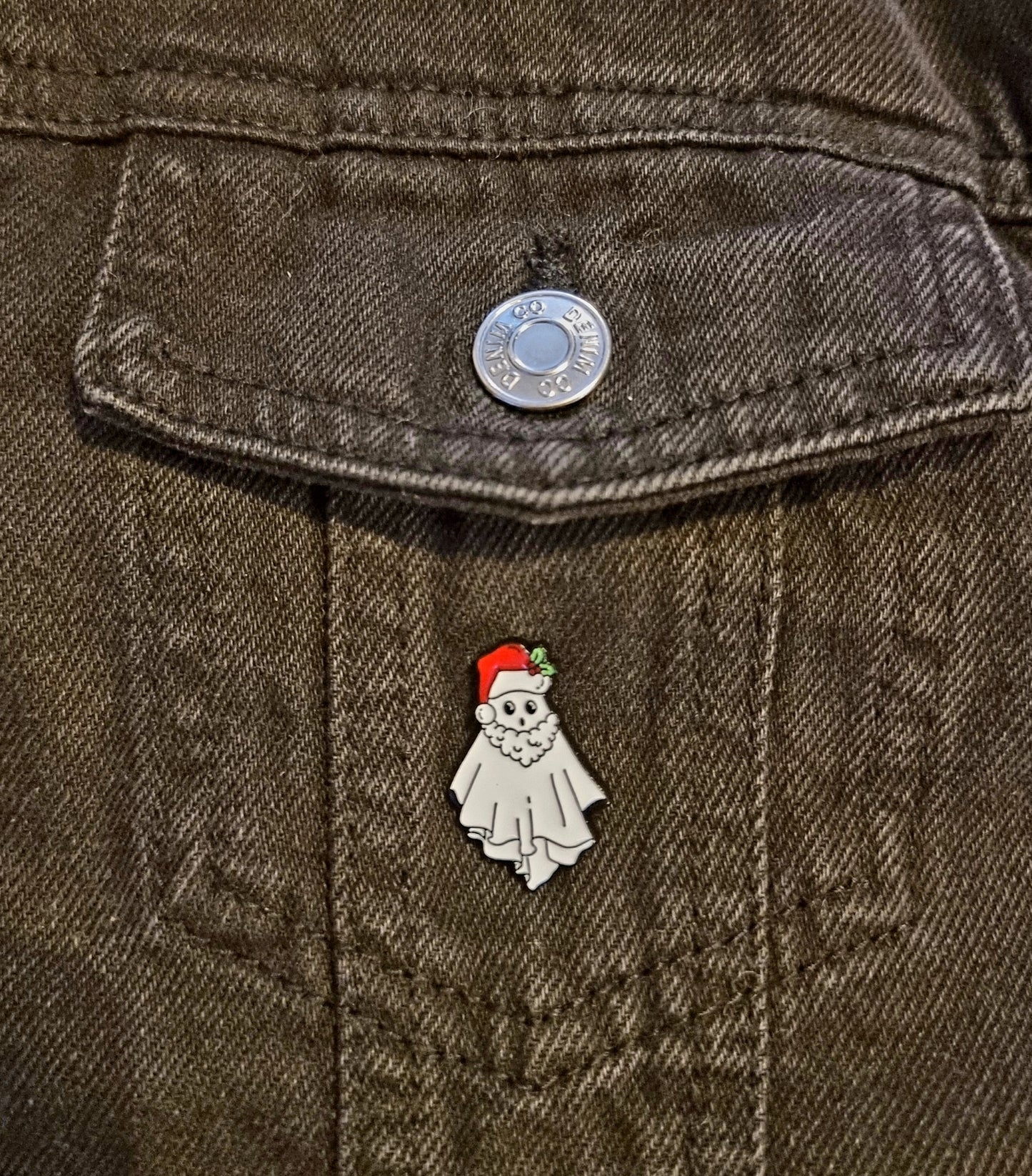 Santa Ghost Pin Badge