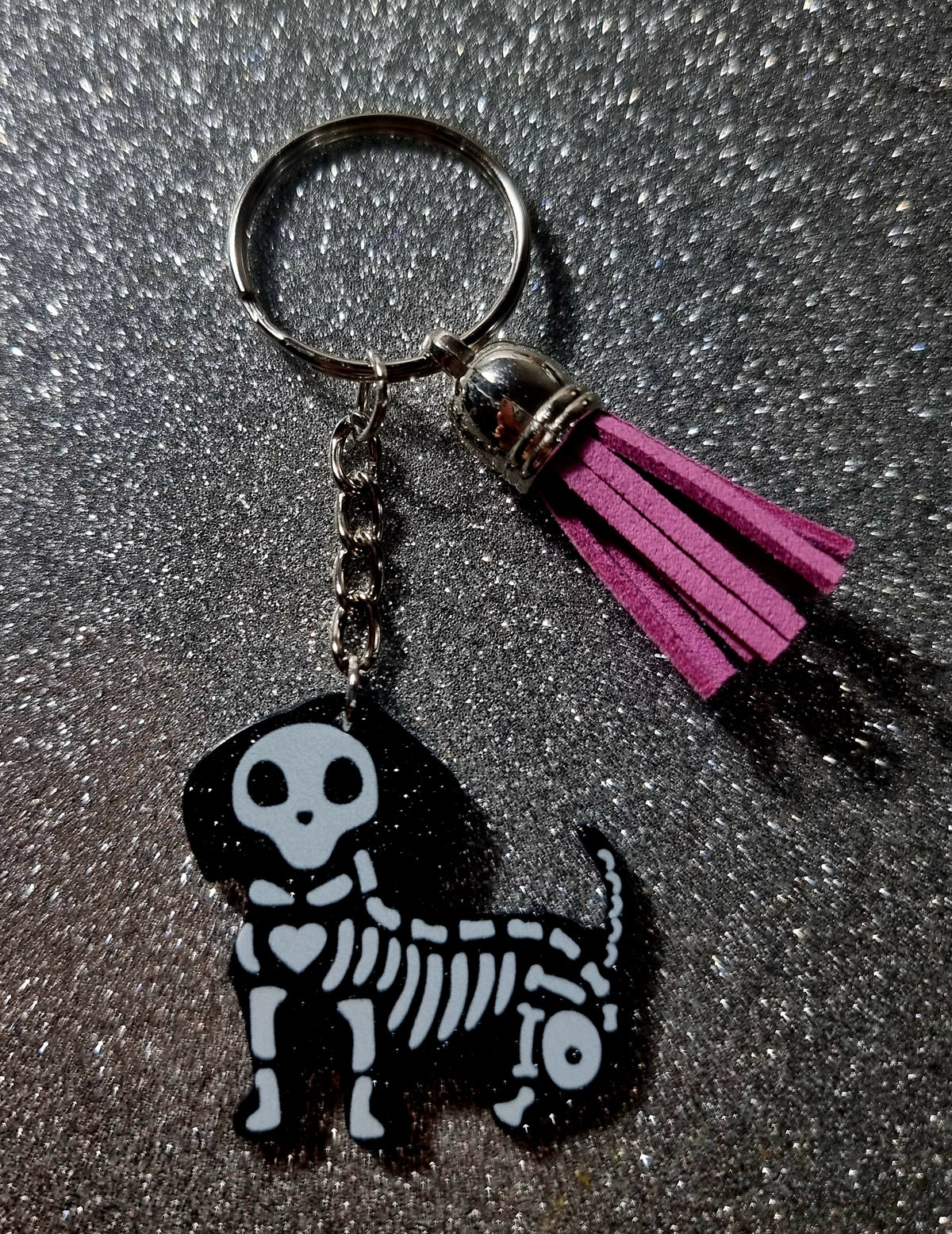 Sausage Dog Skeleton Keychain