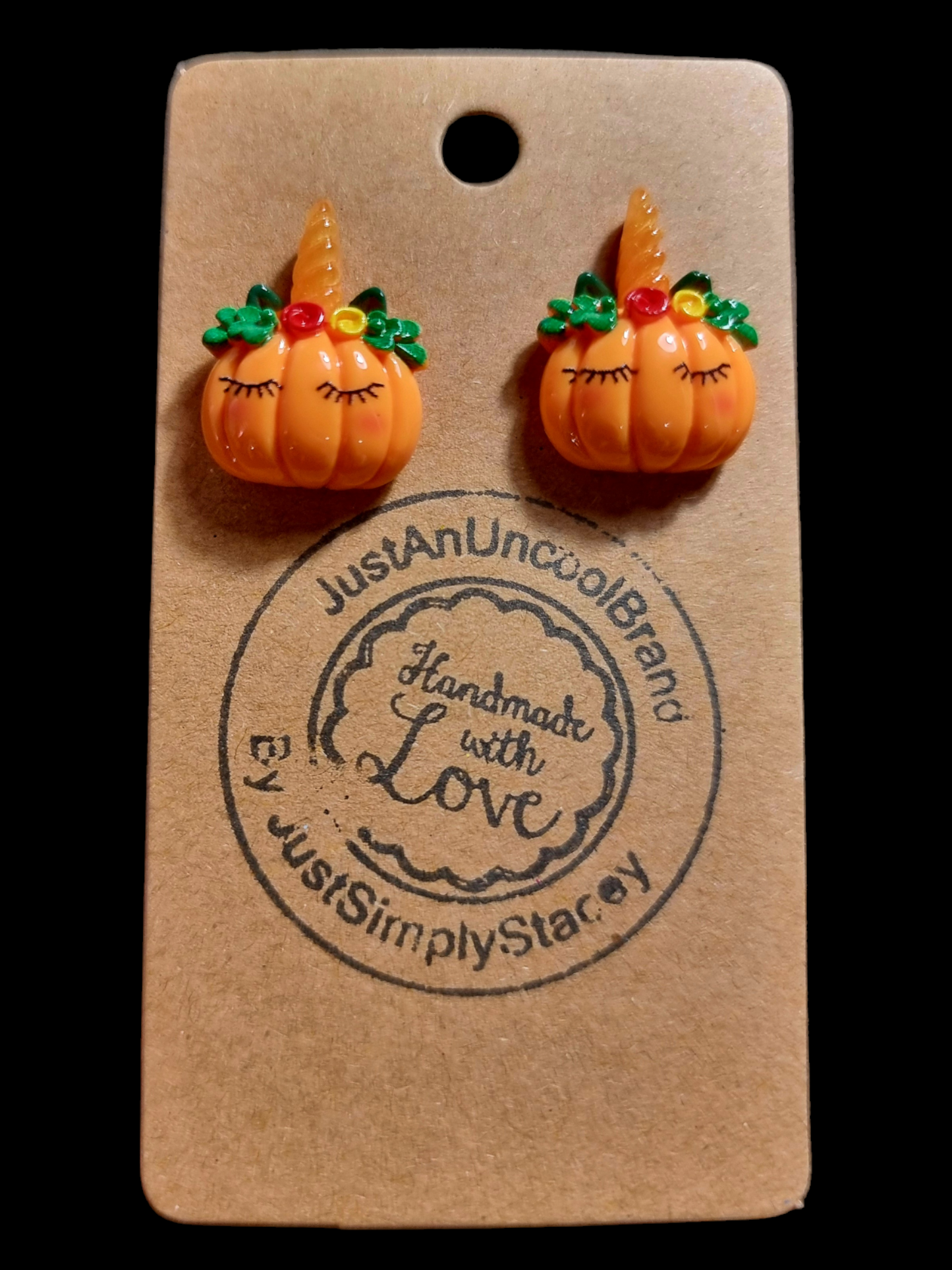 Pumpkin Unicorn Stud Earrings