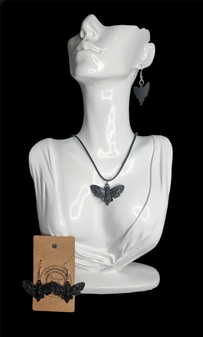 Black Gothic Moth Necklace