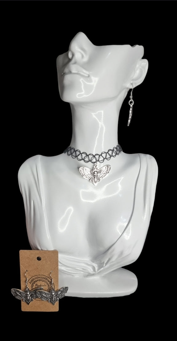 Gothic Silver Moth Choker
