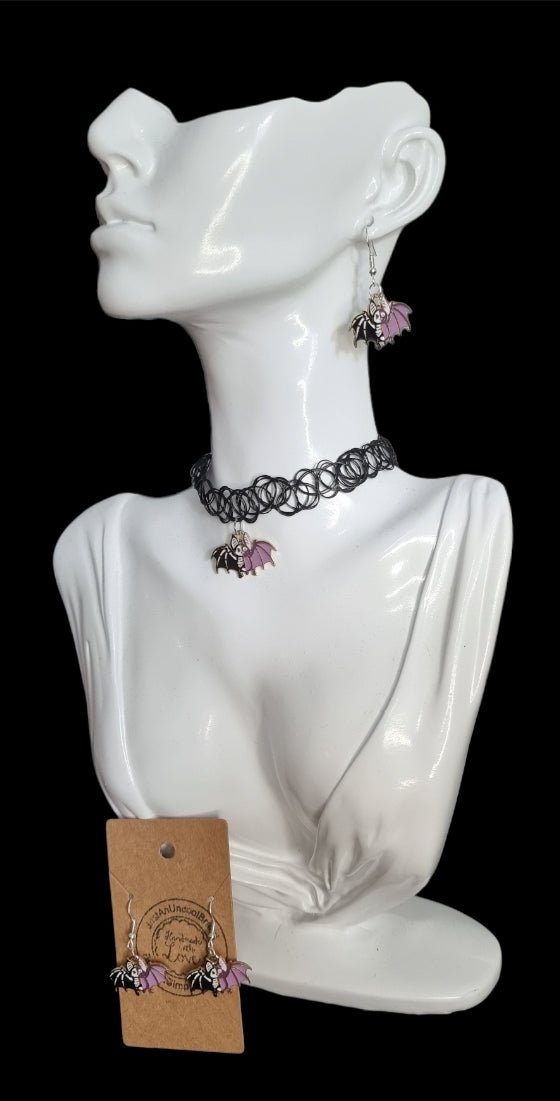 Black And Purple Bat Choker