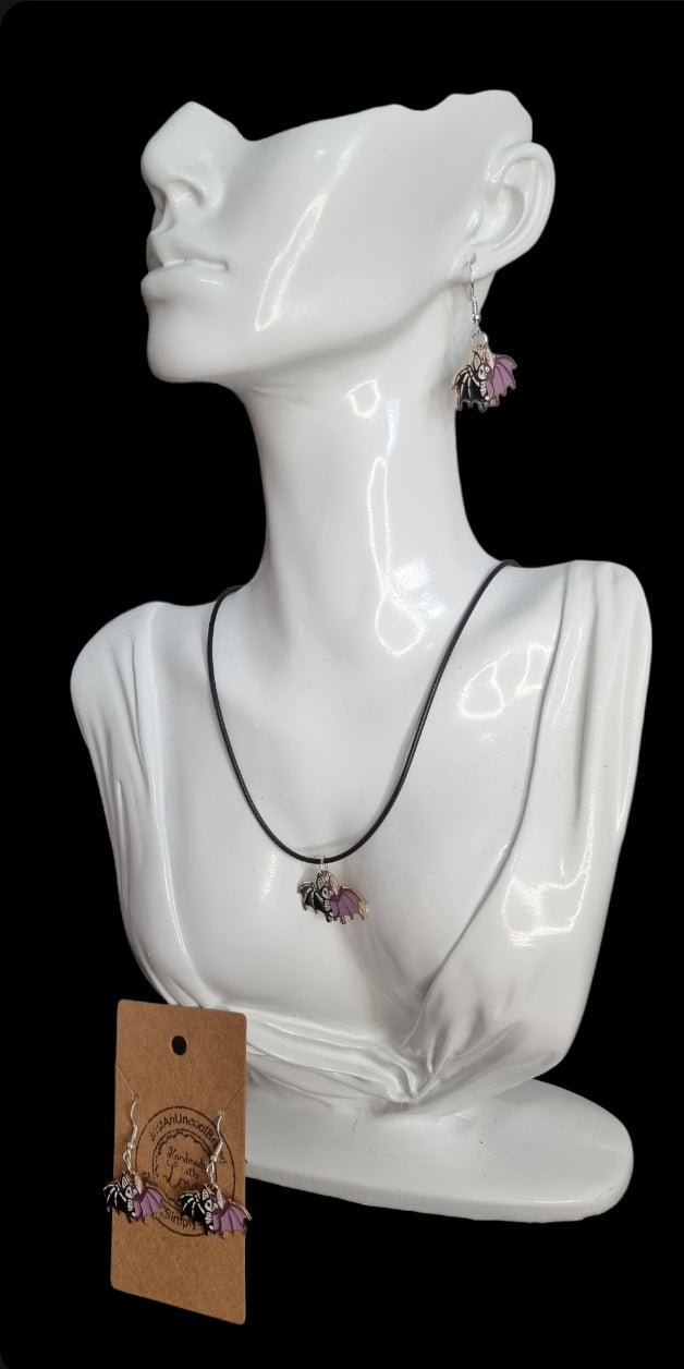 Black and Purple Bat Earrings