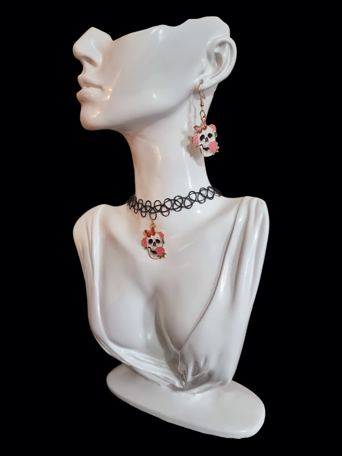 Red Butterfly Skull Choker