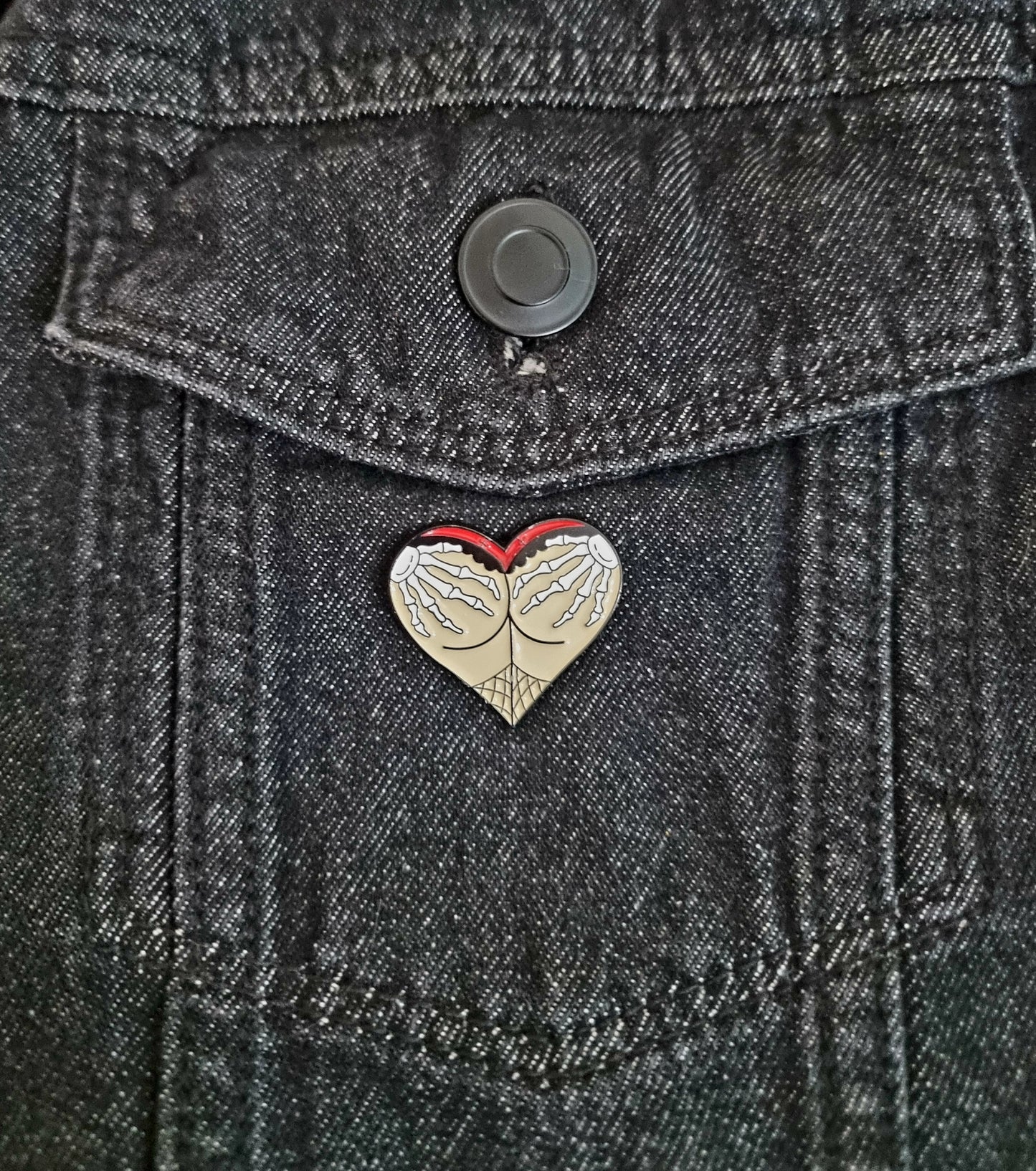Skeleton Hands Booty Pin Badge