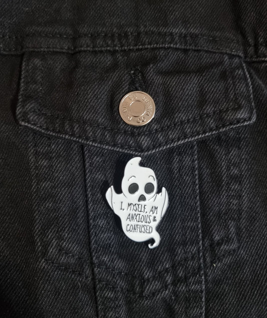 Anxious and Confused Ghost Pin Badge