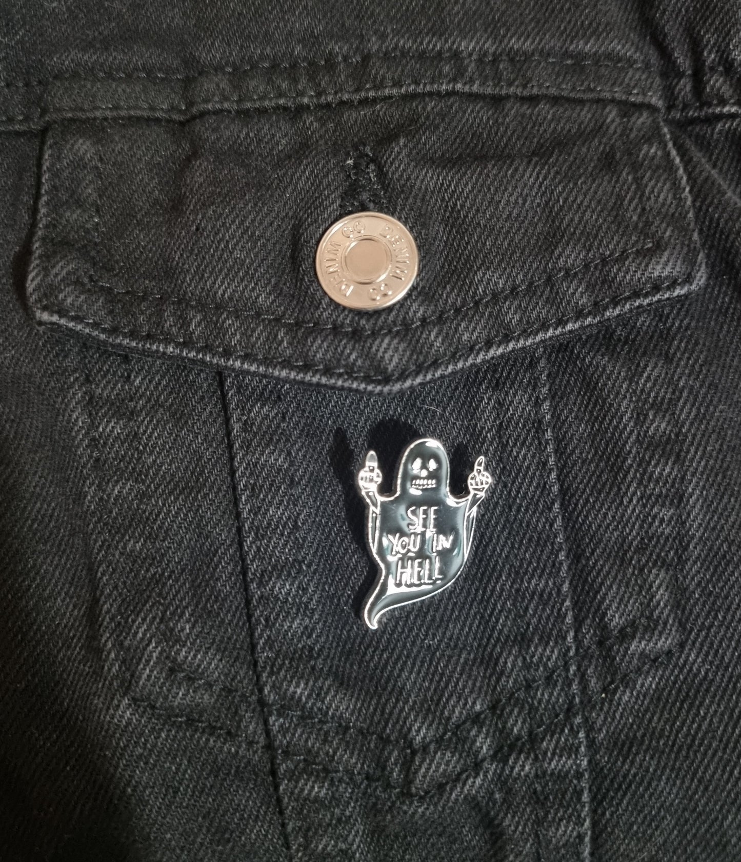 See You In Hell Ghost Pin Badge