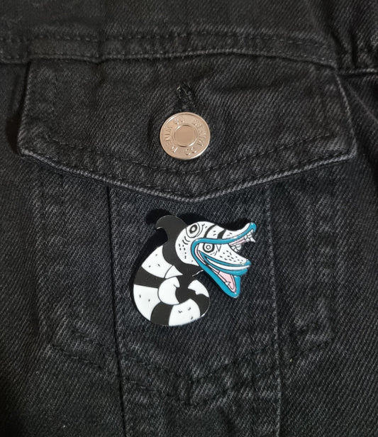 Black and White Snake Pin Badge