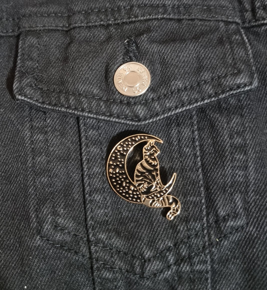 Black Cat On The Moon Pin Badge