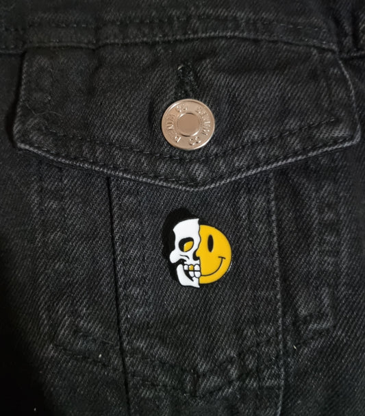 Skull Smiley Pin Badge