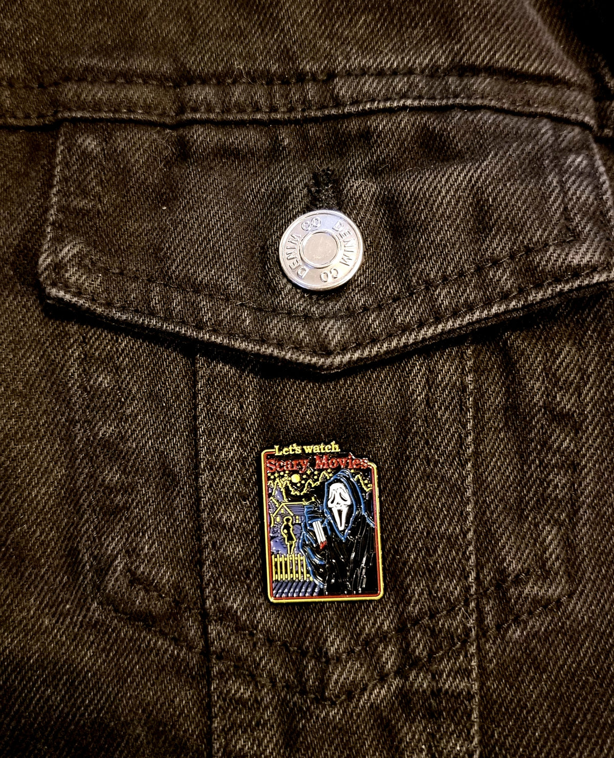 Lets Watch Scary Movies Pin Badge