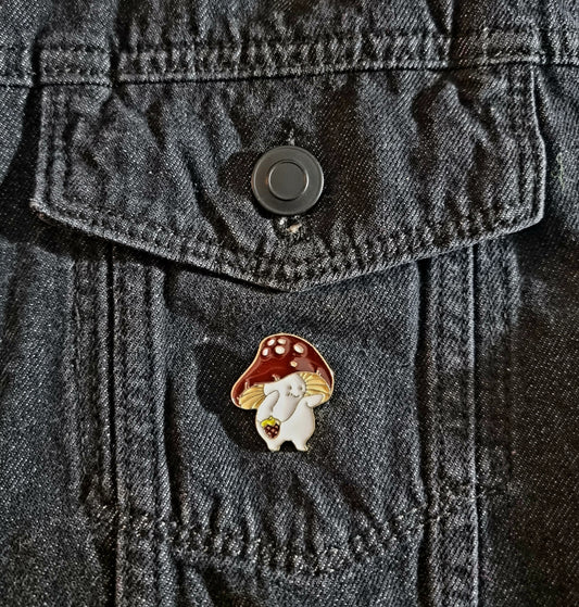 Strawberry Mushroom Pin Badge