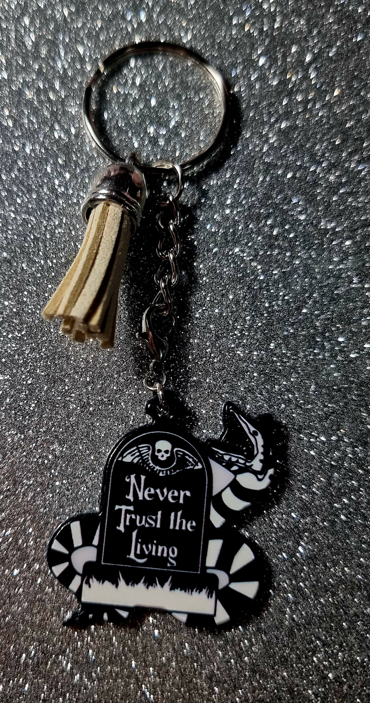 Beetlejuice Tombstone Keychain