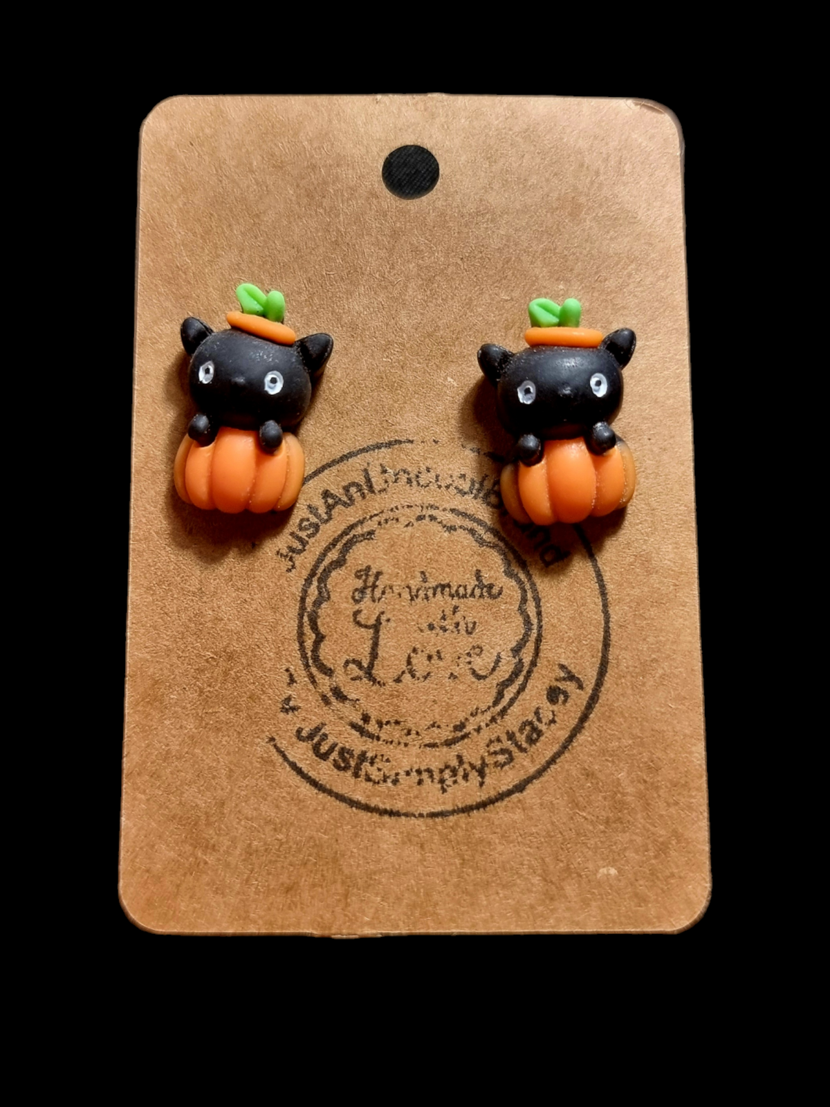 Pumpkin Cat Stud Earrings