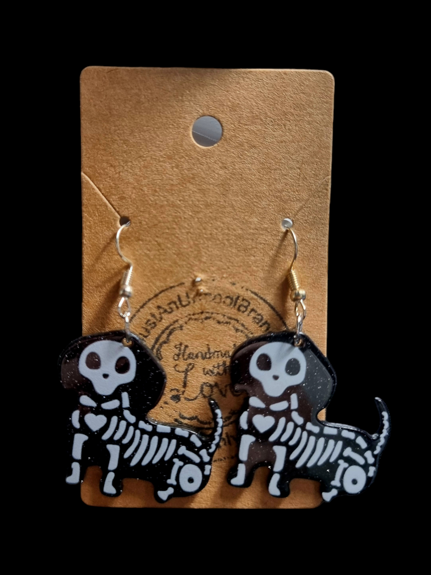 Sausage Dog Skeleton Earrings