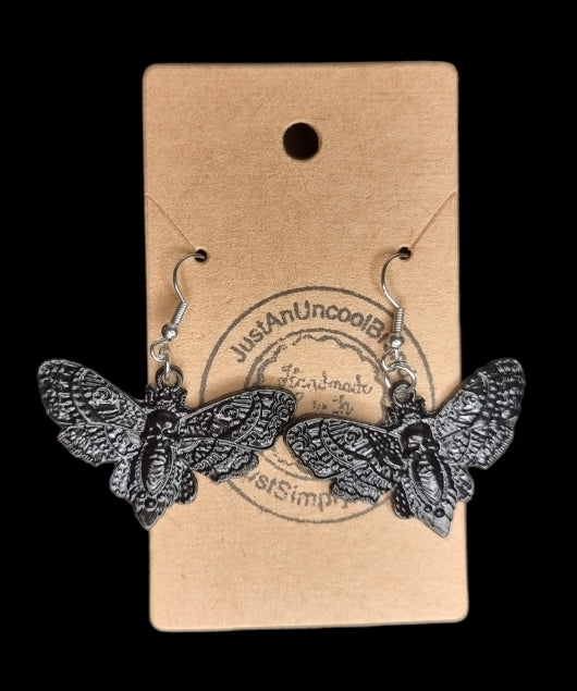 Gothic Black Moth Earrings