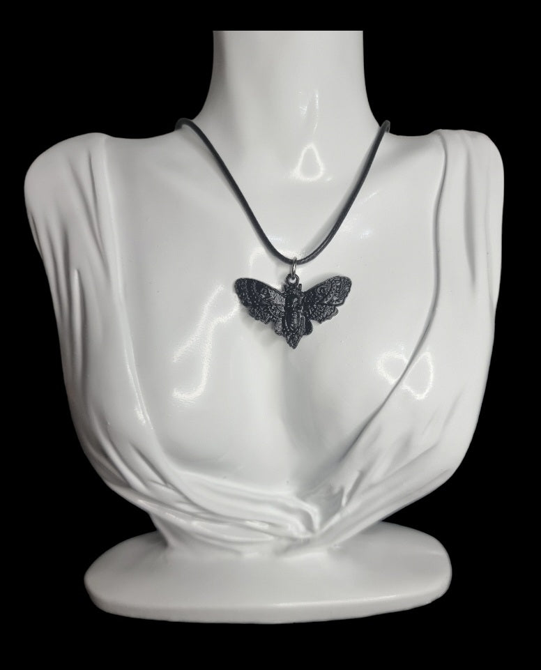 Black Gothic Moth Necklace