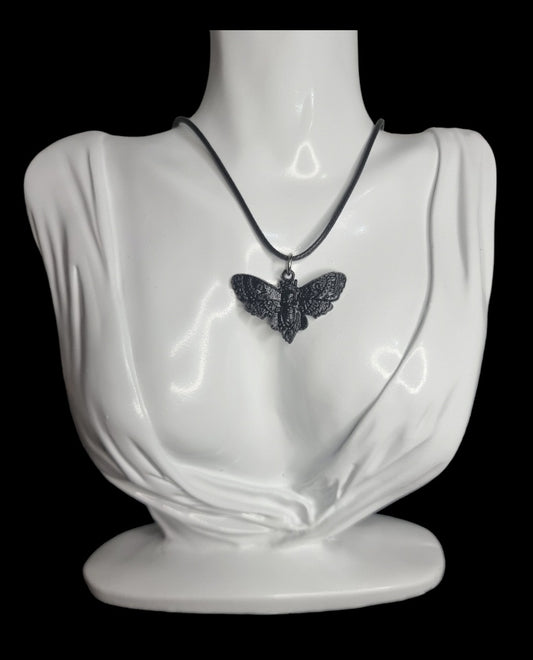 Black Gothic Moth Necklace