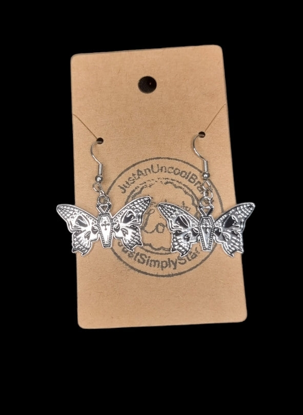Skull Winged Moth Earrings