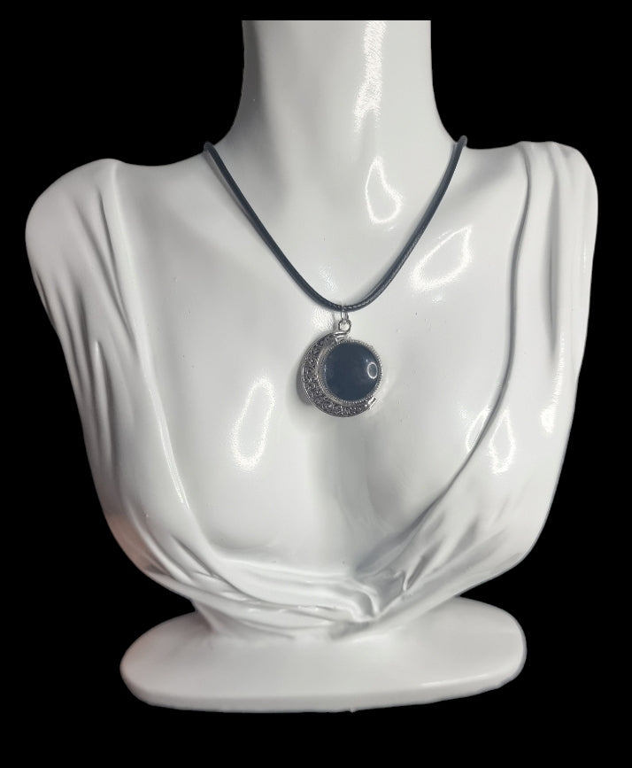 Silver Black Moon Necklace