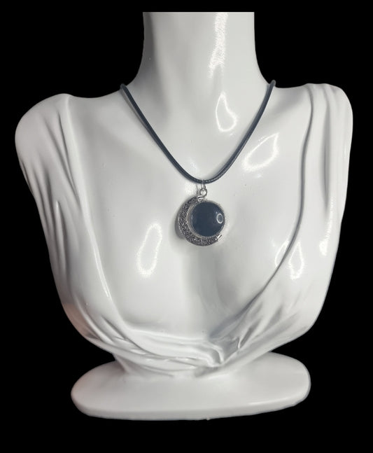 Silver Black Moon Necklace