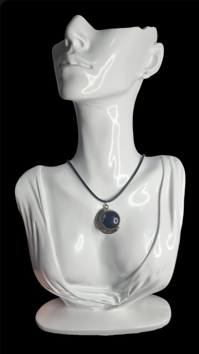 Vintage Gold Black Moon Necklace