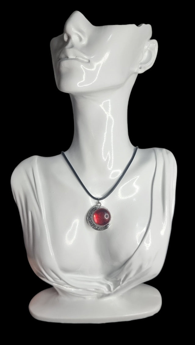 Silver Red Moon Necklace