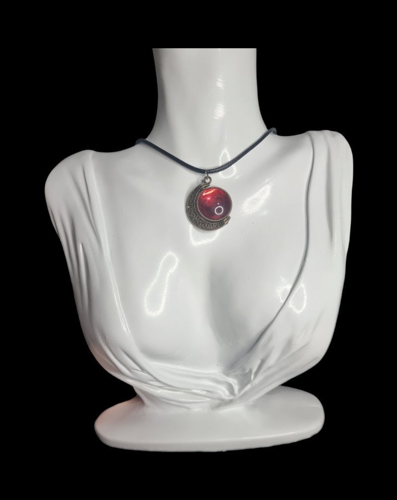 Vintage Gold Red Moon Necklace