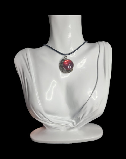 Vintage Gold Red Moon Necklace