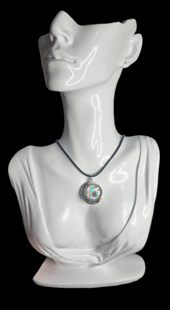 Silver Holographic Moon Necklace