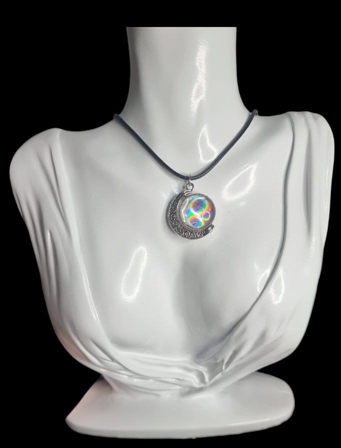 Silver Holographic Moon Necklace