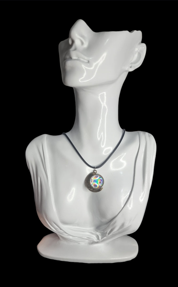 Vintage Gold Holographic Moon Necklace