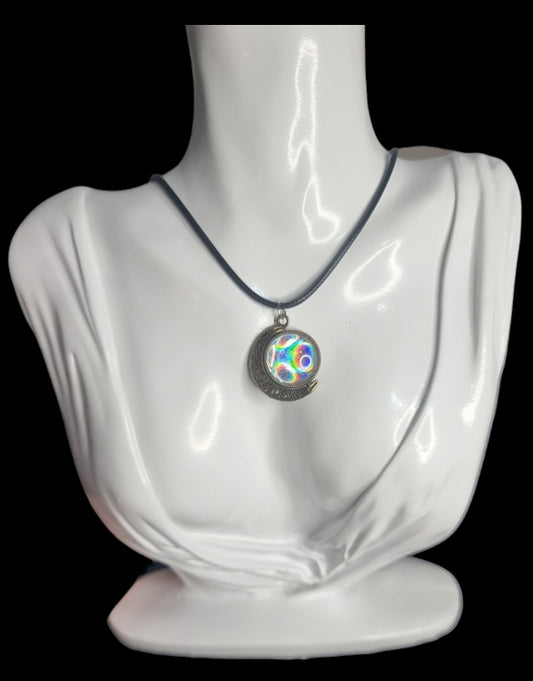 Vintage Gold Holographic Moon Necklace