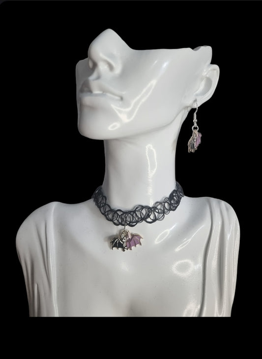 Black And Purple Bat Choker
