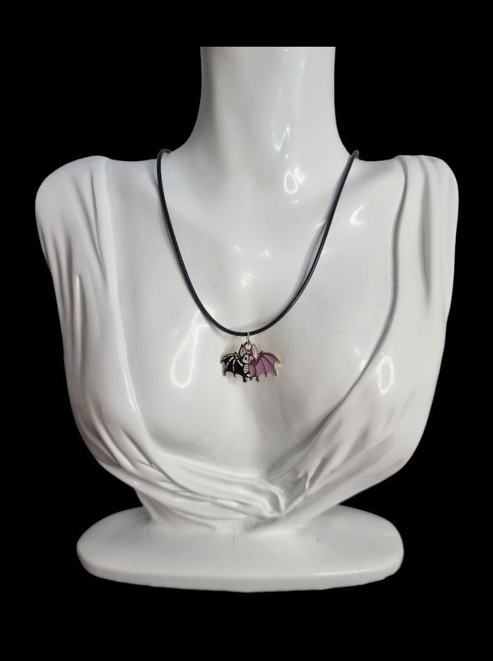 Black and Purple Bat Necklace