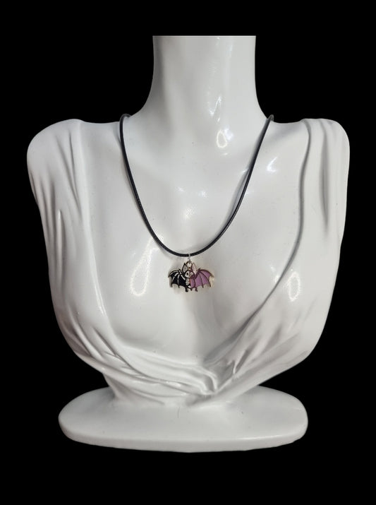 Black and Purple Bat Necklace