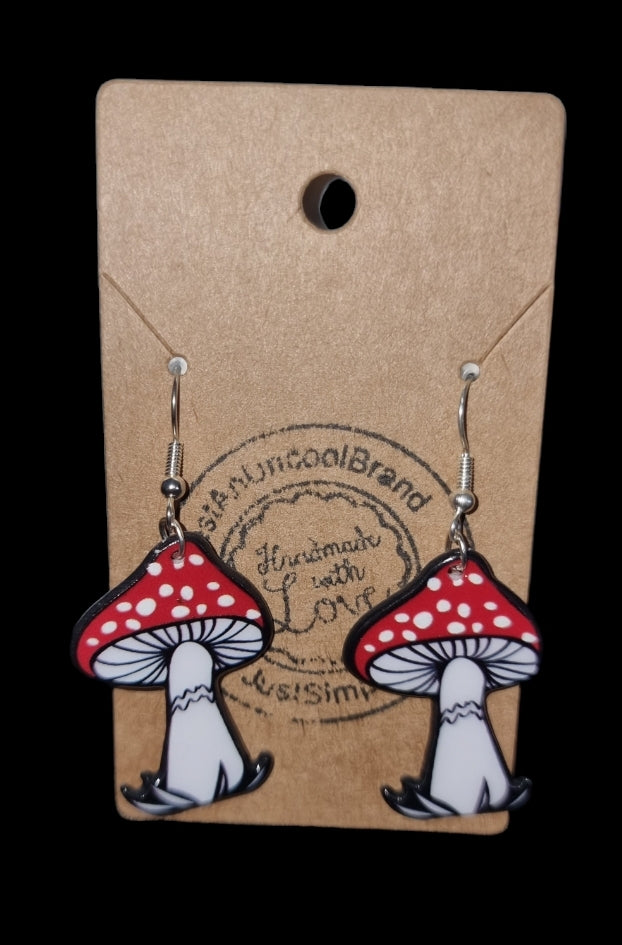 Red and White Toadstool Earrings