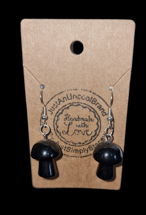 Obsidian Mushroom Earrings