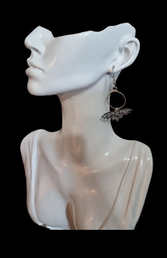 Hoop Bat Earrings