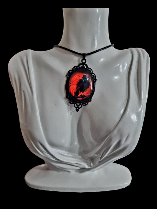 Gothic Raven Pendant Necklace