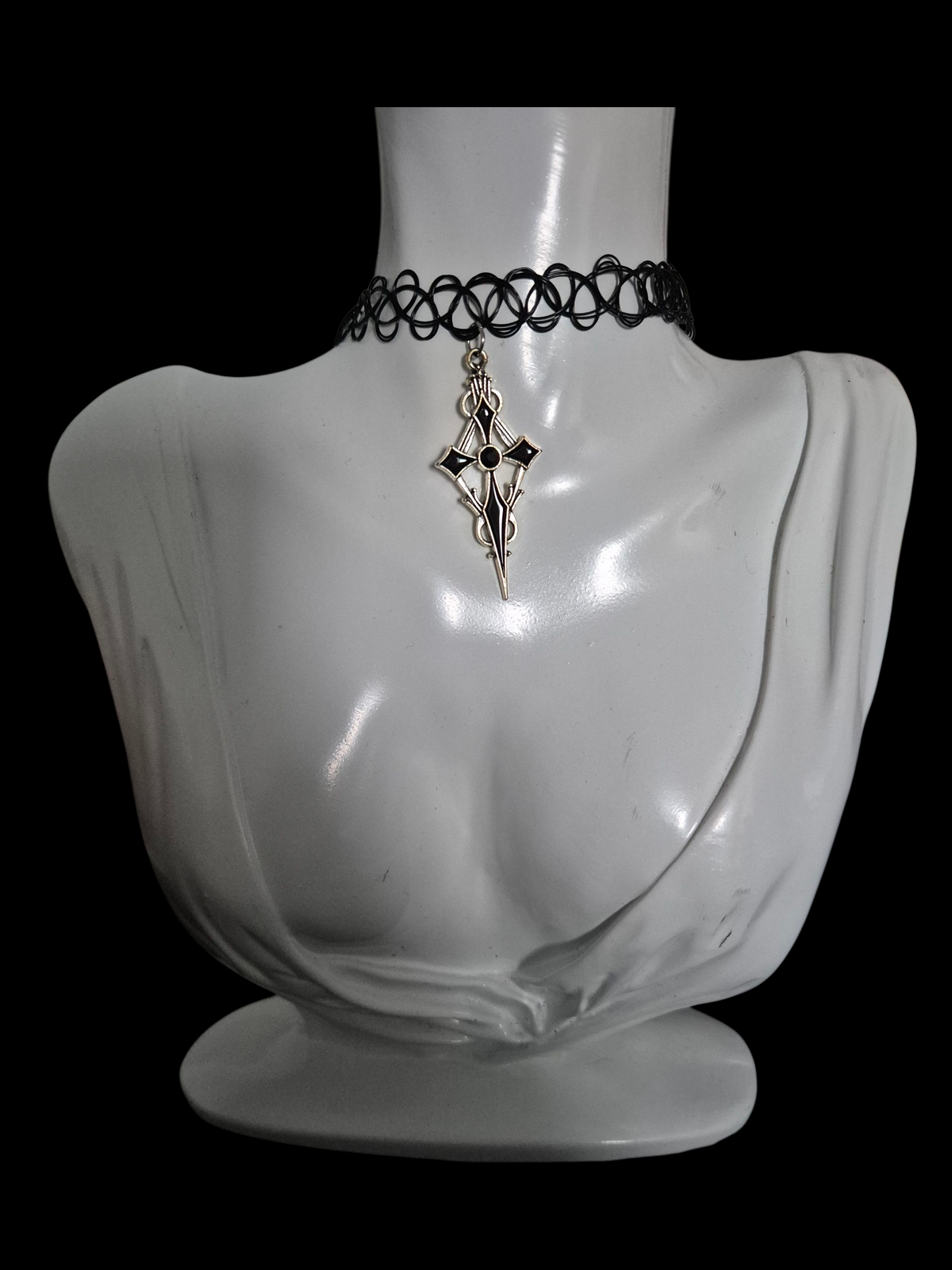Silver Gothic Cross Choker