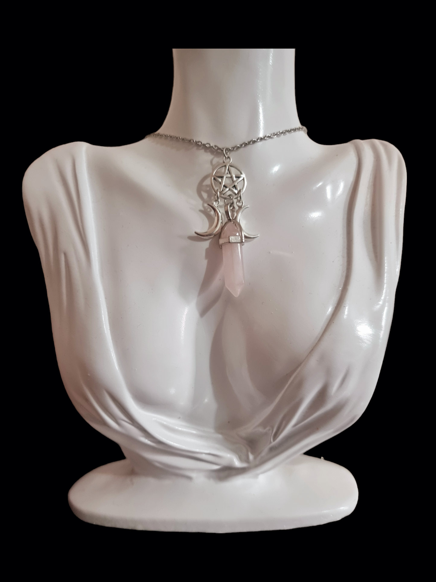 Rose Quartz Pentagram Necklace