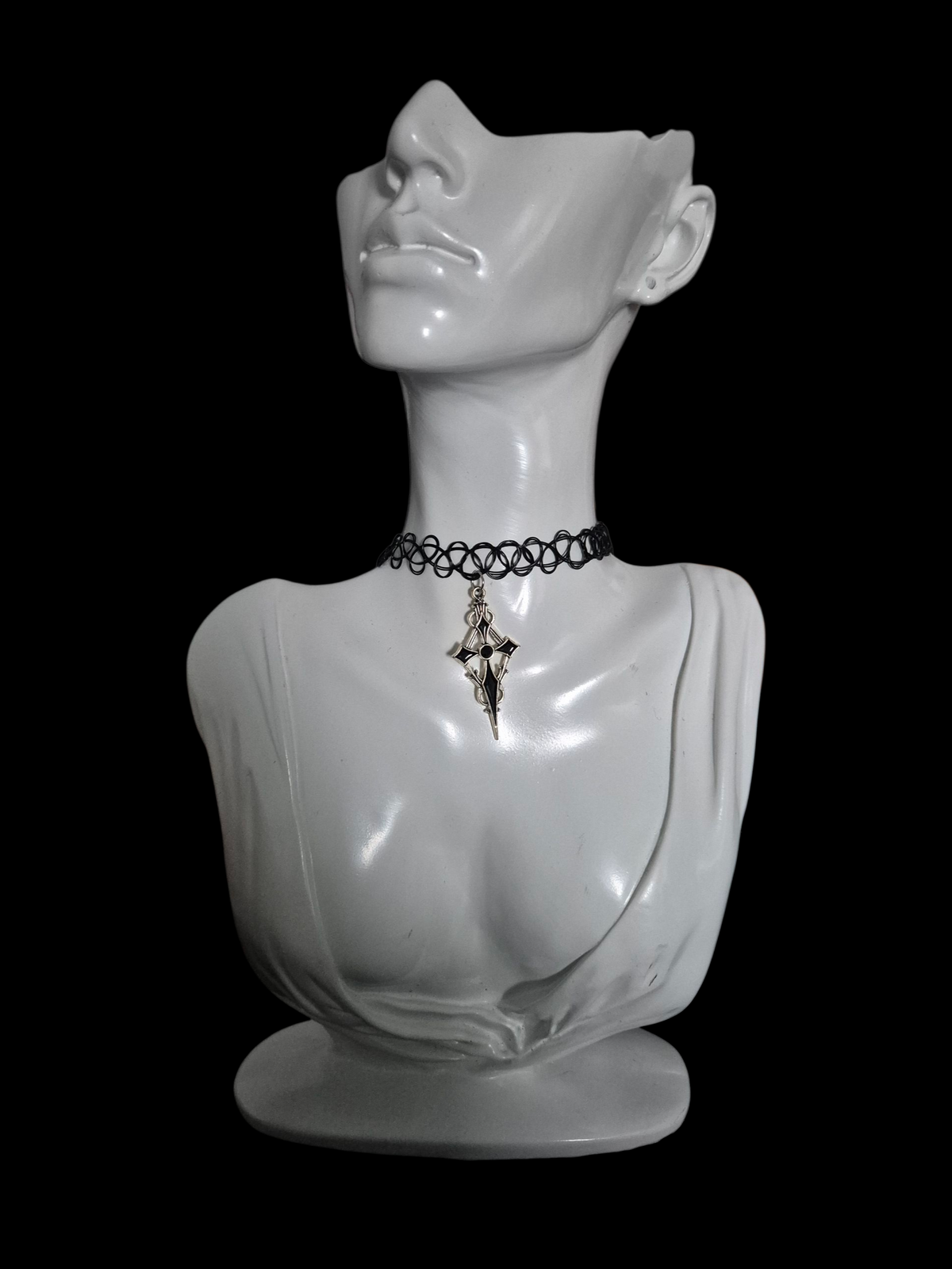 Silver Gothic Cross Choker