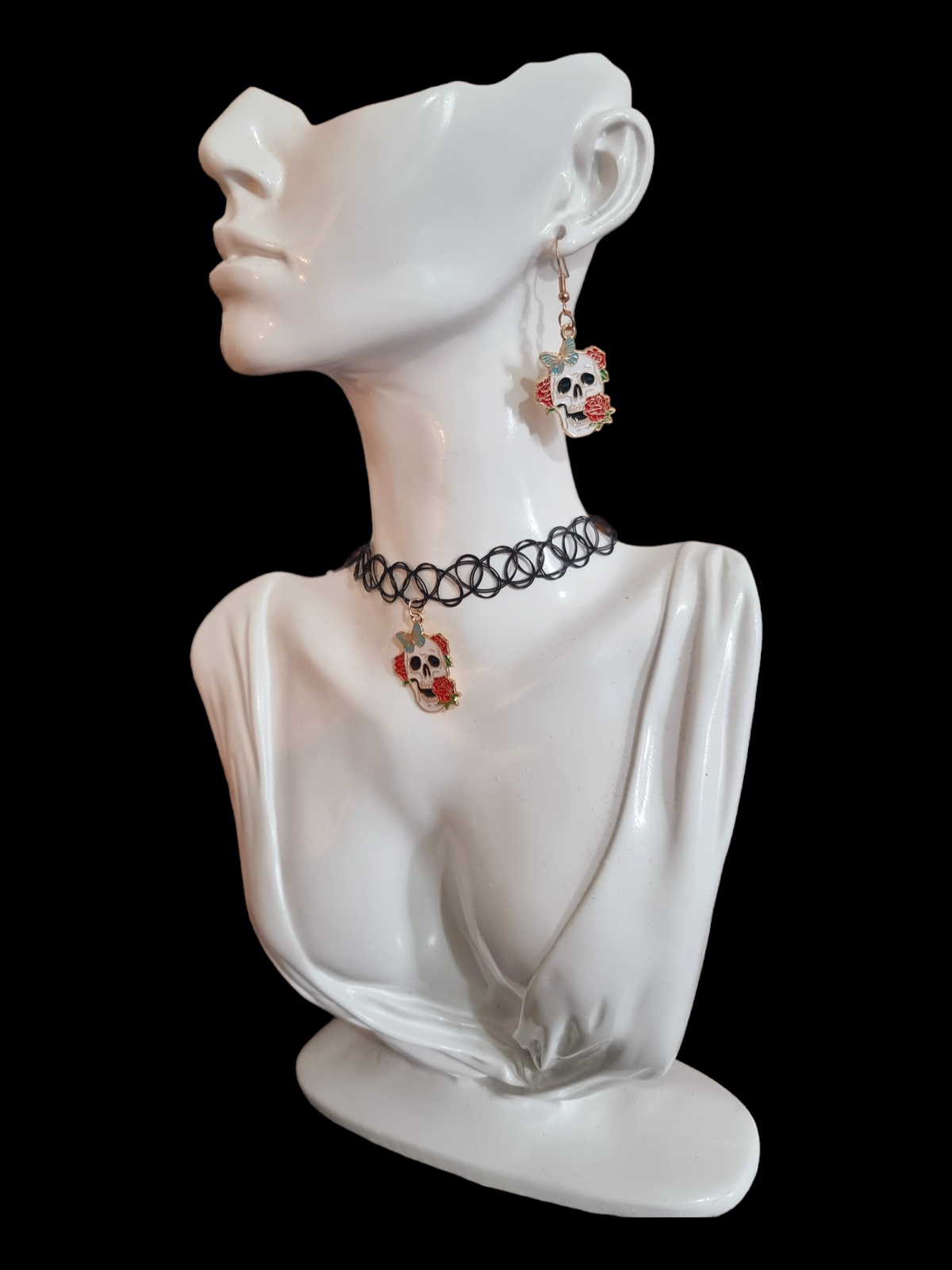 Blue Butterfly Skull Choker