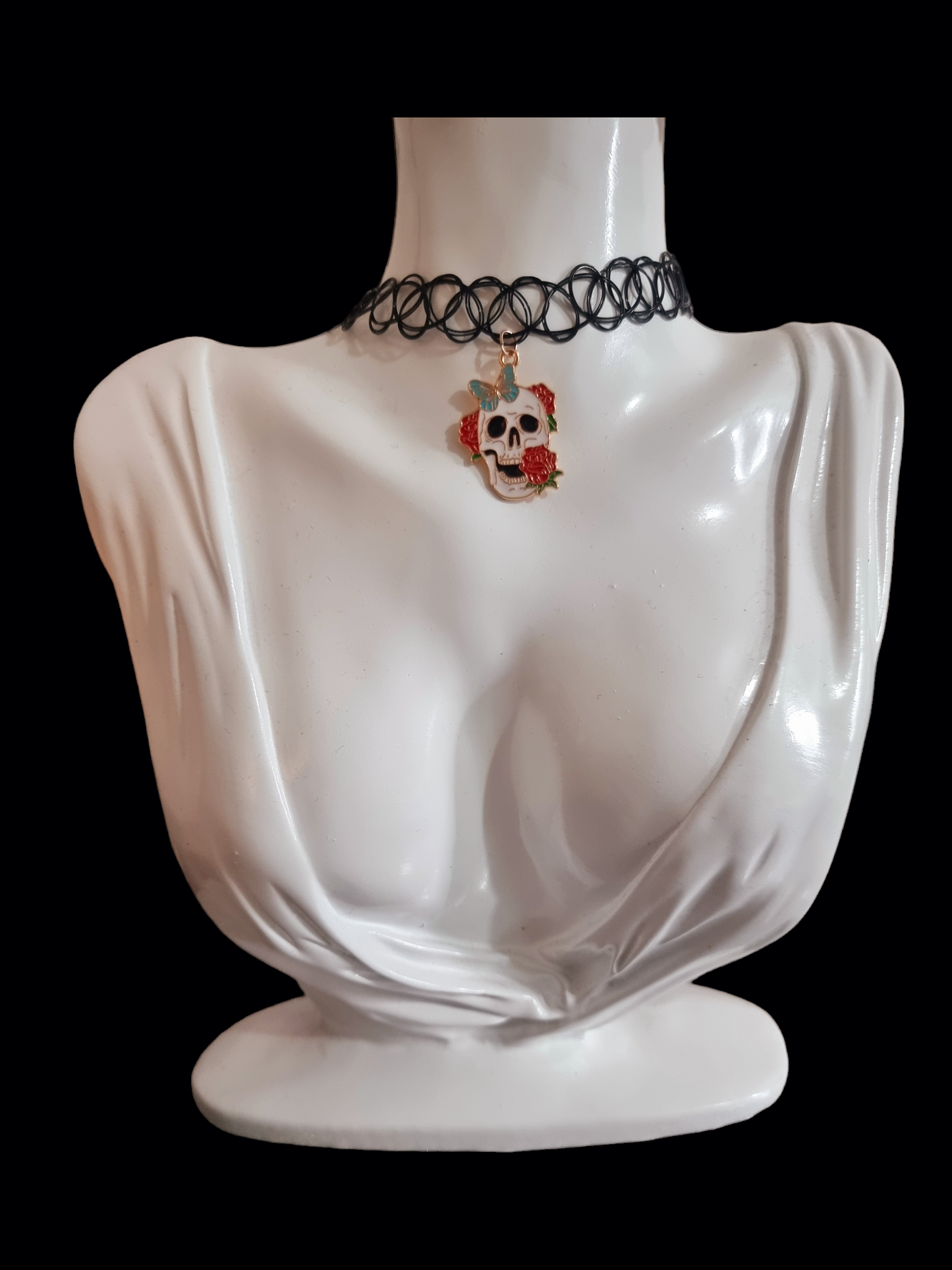 Blue Butterfly Skull Choker
