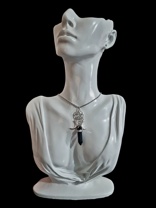 Obsidian Crystal Pendant Necklace