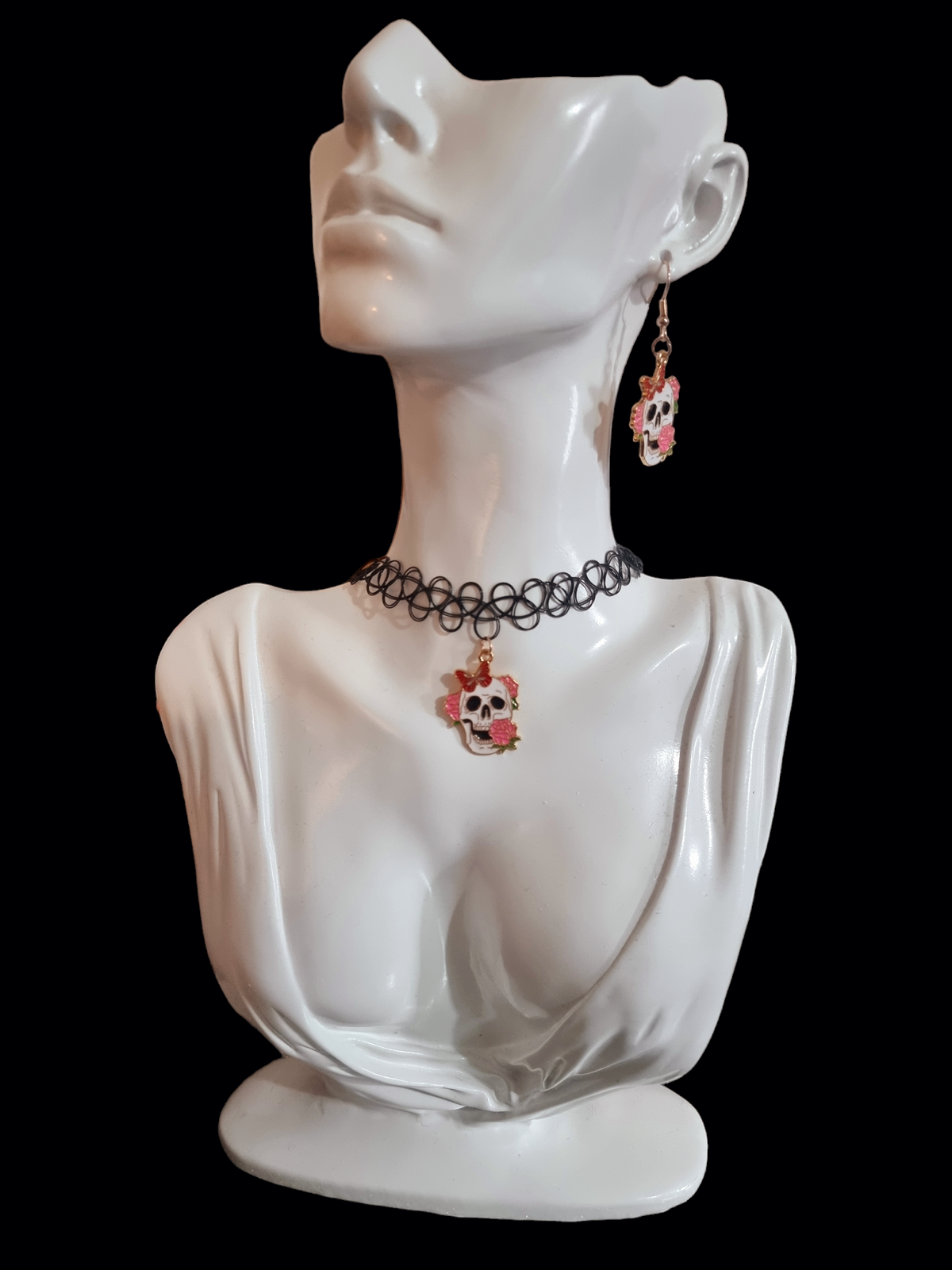 Red Butterfly Skull Choker